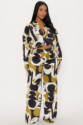 Kamila Satin Pant Set - Green/combo