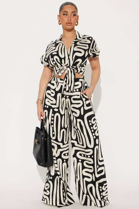 Posted In Portugal Linen Pant Set - Natural/Combo