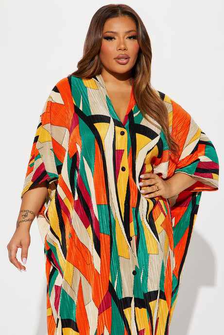 Isa Plisse Maxi Dress - Multi Color