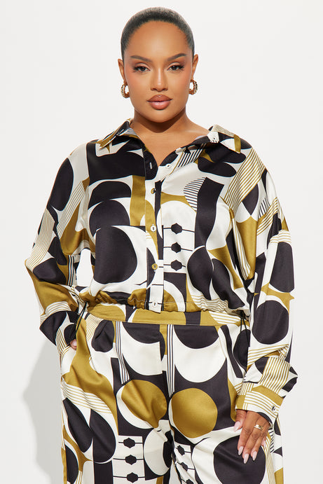 Kamila Satin Pant Set - Green/combo