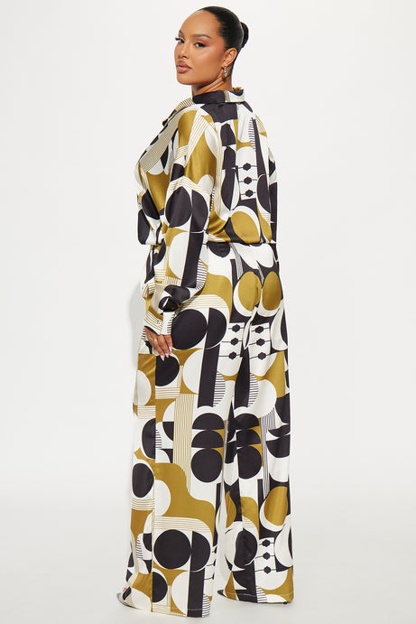 Kamila Satin Pant Set - Green/combo