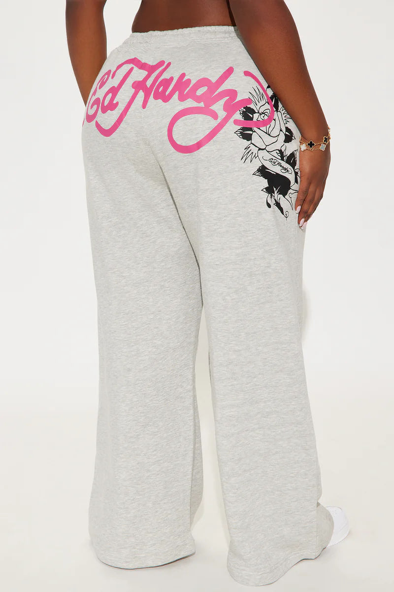 Ed Hardy Rose And Sword Sweatpant - Heather Grey