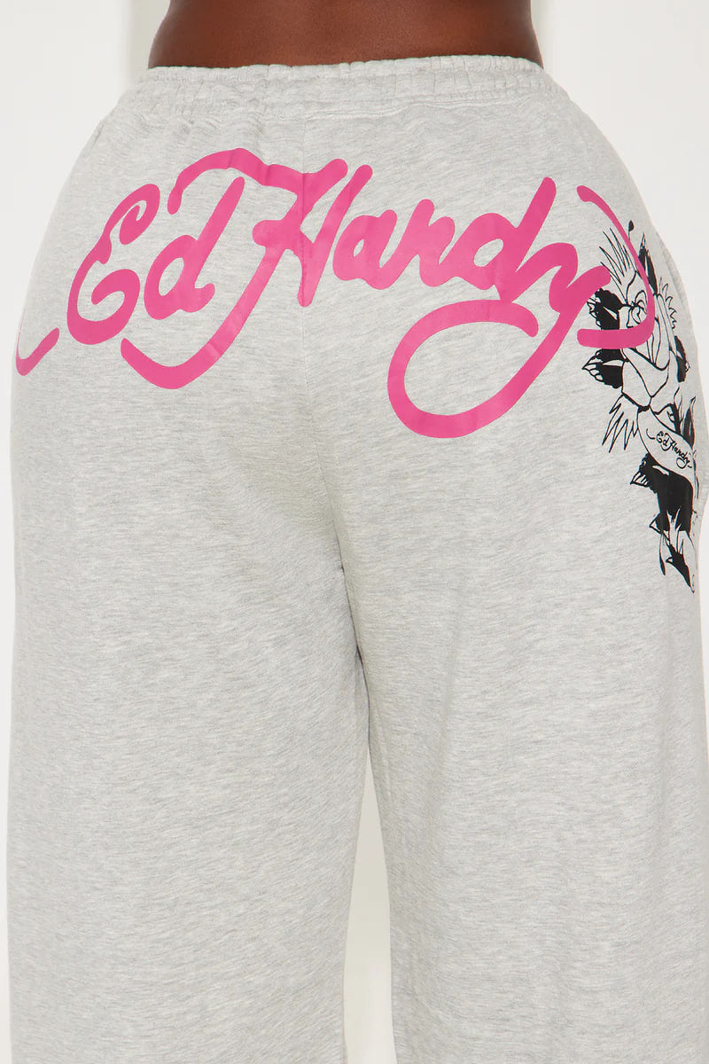 Ed Hardy Rose And Sword Sweatpant - Heather Grey