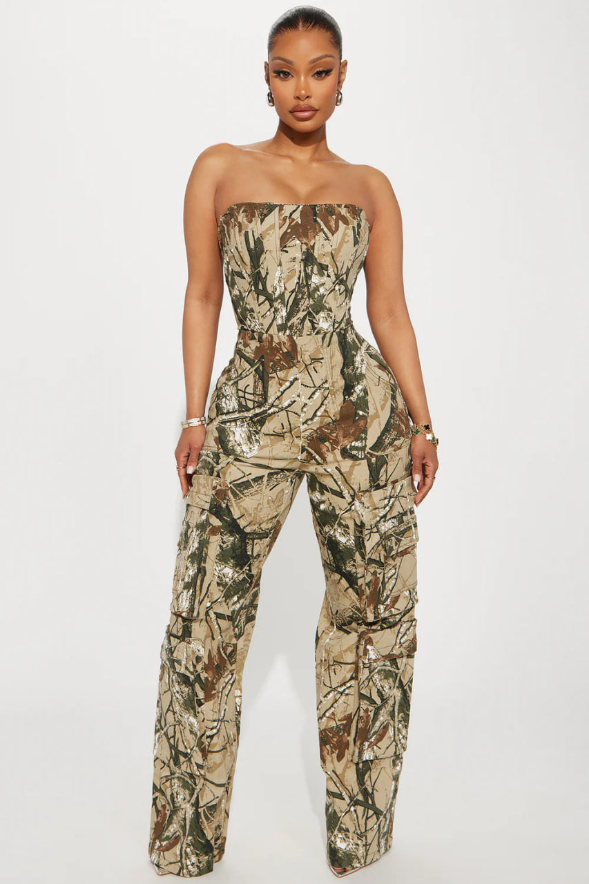 Brooklyn Camo Jumpsuit - Taupe/combo