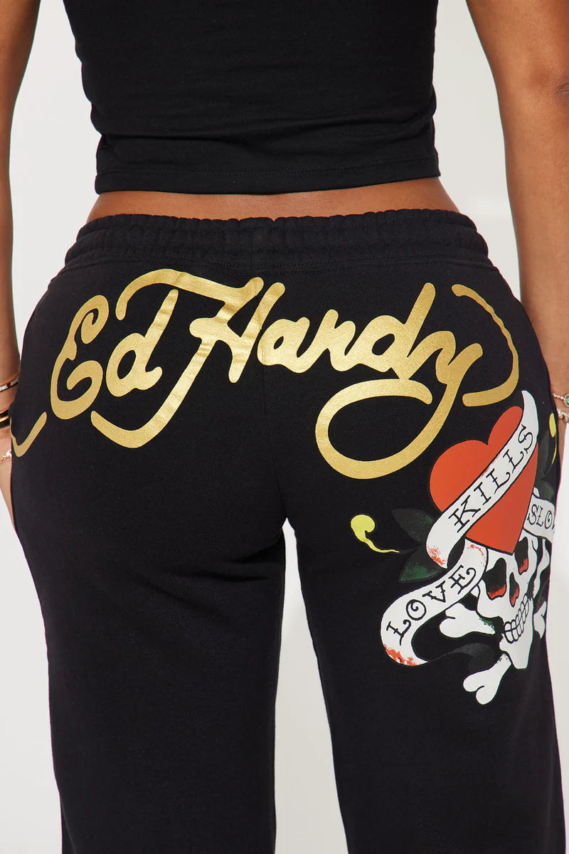 Love Kills Ed Hardy Pant - Black