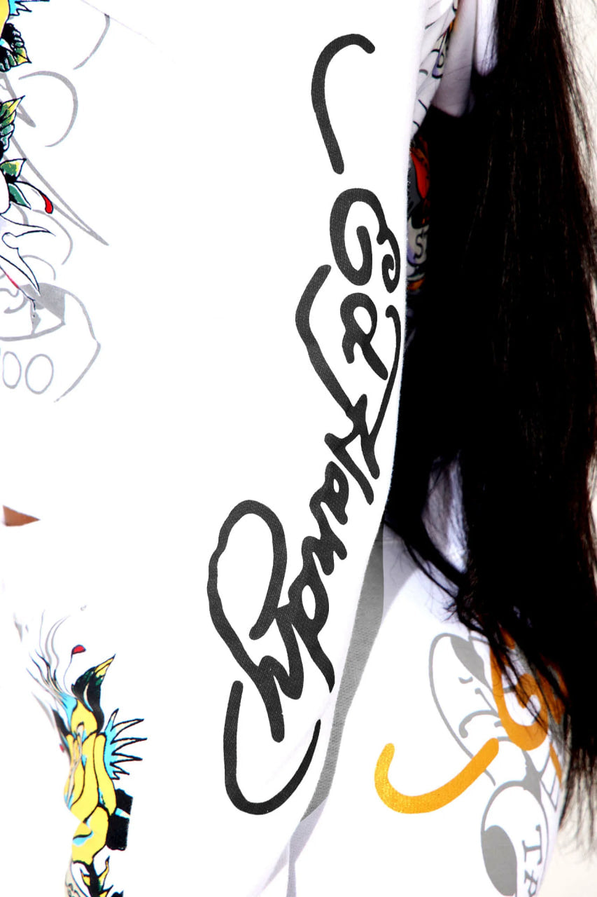 Ed Hardy Brave Eagle Zip Front Hoodie - White