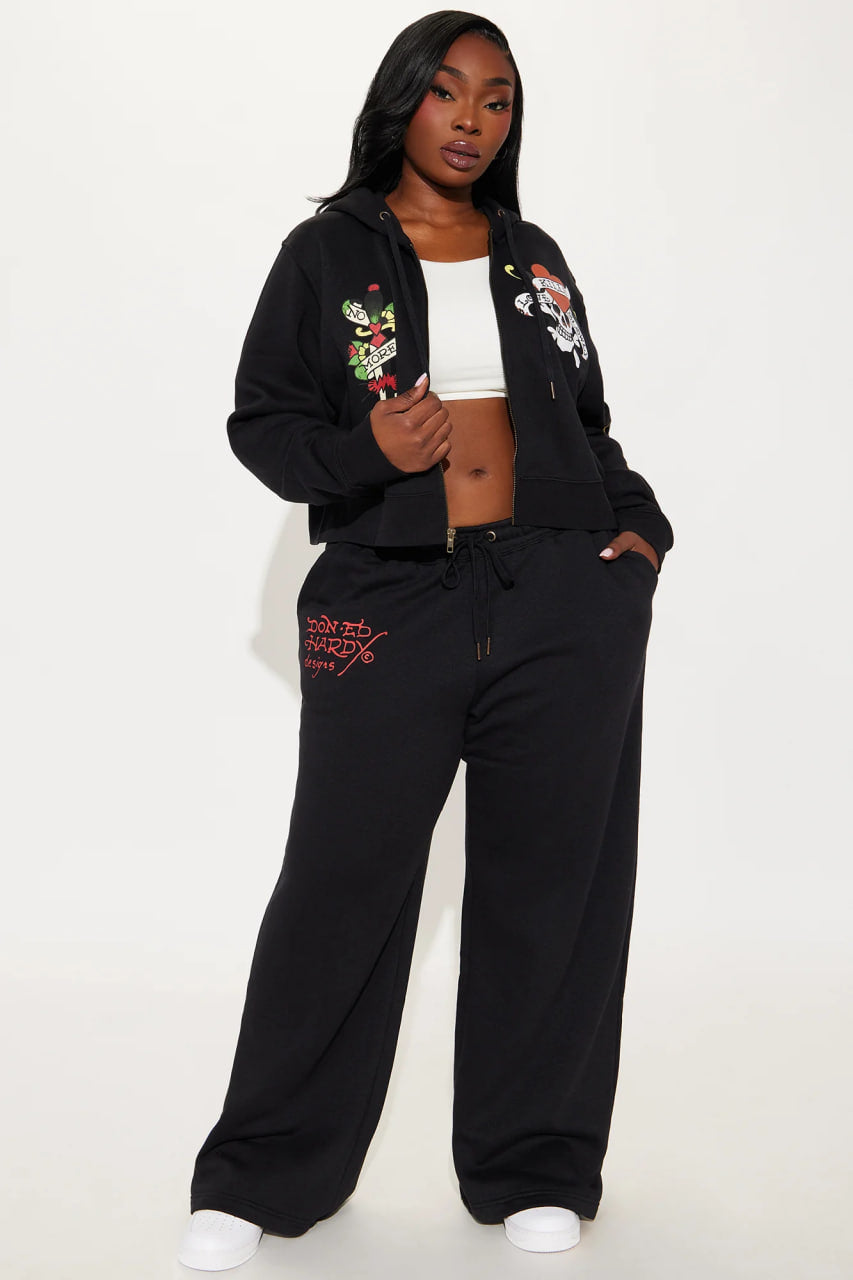 Love Kills Ed Hardy Zip Front Hoodie - Black