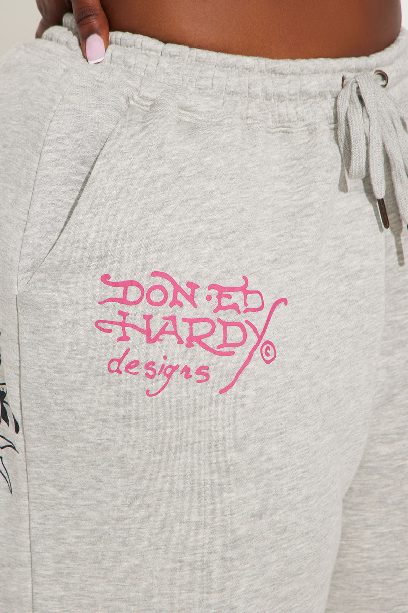 Ed Hardy Rose And Sword Sweatpant - Heather Grey